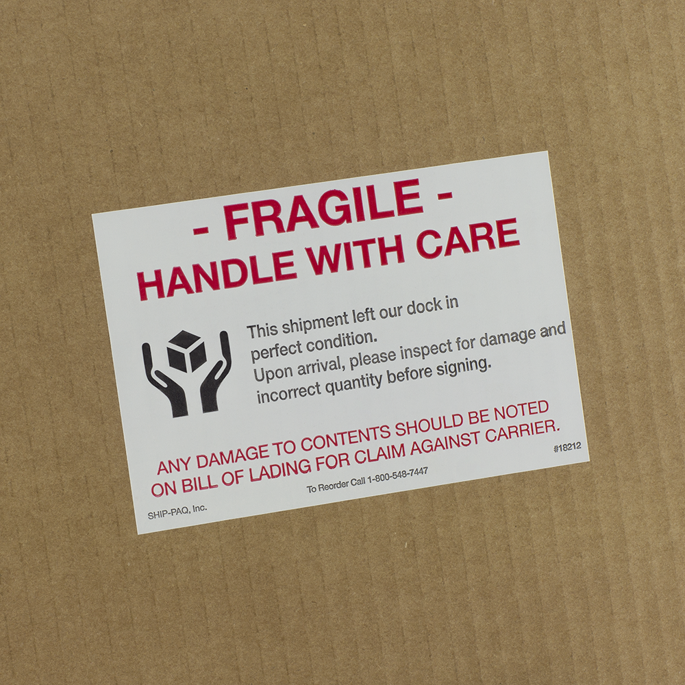 Fragile Labels, 4 x 6 Fragile Glass Handle With Care Label